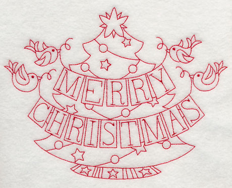 Merry Christmas Birds (Redwork)