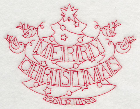 Merry Christmas Birds (Redwork)