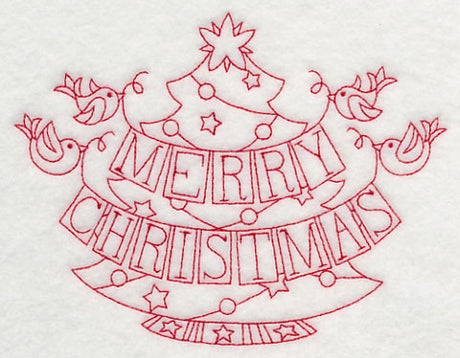 Merry Christmas Birds (Redwork)