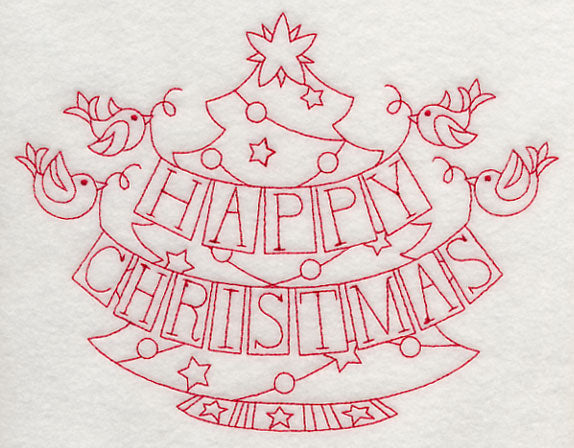 Happy Christmas Birds (Redwork)