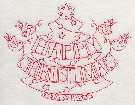 Happy Christmas Birds (Redwork)