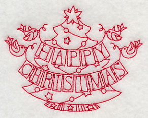 Happy Christmas Birds (Redwork)