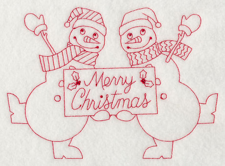 Merry Christmas Snowmen (Redwork)