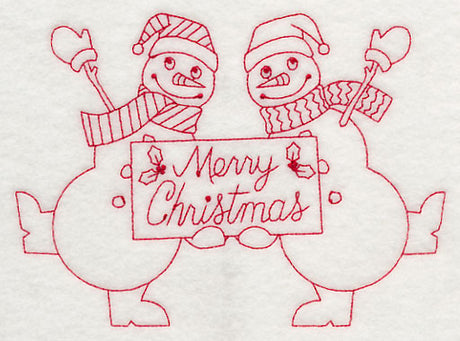 Merry Christmas Snowmen (Redwork)