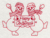 Happy Christmas Snowmen (Redwork)