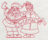 Merry Christmas from Santa and Mrs. Claus (Redwork)