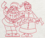 Happy Christmas from Santa and Mrs. Claus (Redwork)