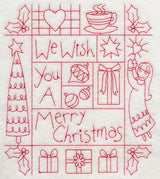 We Wish You a Merry Christmas Shadow Box (Redwork)