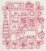 We Wish You a Merry Christmas Shadow Box (Redwork)