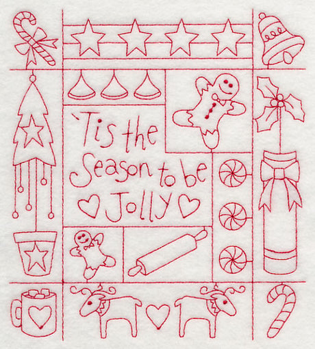 Tis the Season Shadow Box (Redwork)