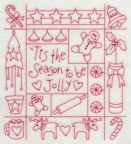 Tis the Season Shadow Box (Redwork)