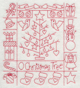 O Christmas Tree Shadow Box (Redwork)