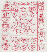 O Christmas Tree Shadow Box (Redwork)