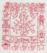 O Christmas Tree Shadow Box (Redwork)