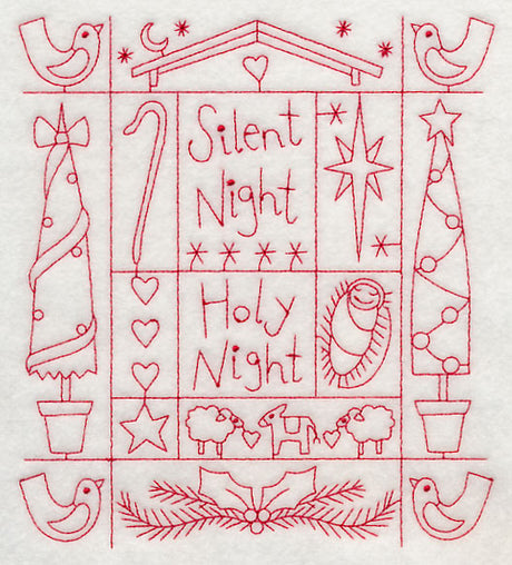 Silent Night Shadow Box (Redwork)