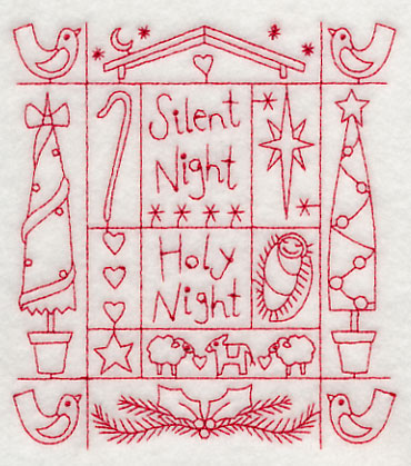 Silent Night Shadow Box (Redwork)