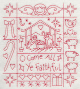 O Come All Ye Faithful Shadow Box (Redwork)