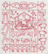 O Come All Ye Faithful Shadow Box (Redwork)