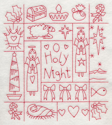 Holy Night Shadow Box (Redwork)