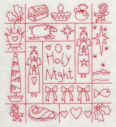 Holy Night Shadow Box (Redwork)