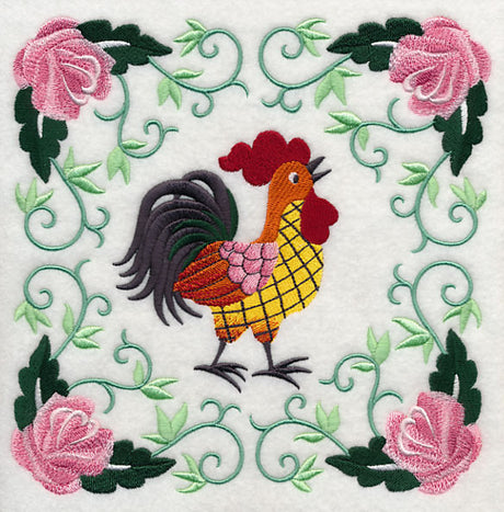 Rooster and Roses Square