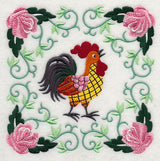 Rooster and Roses Square