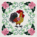 Rooster and Roses Square