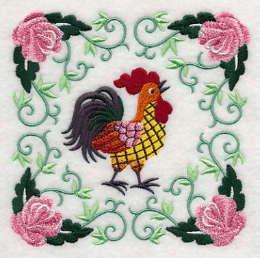 Rooster and Roses Square