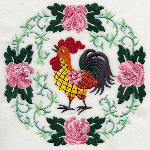 Rooster and Roses Circle
