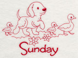 Busy Puppy on Sunday (Redwork)