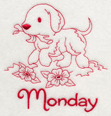 Busy Puppy on Monday (Redwork)