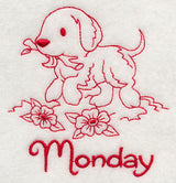 Busy Puppy on Monday (Redwork)