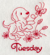 Busy Puppy on Tuesday (Redwork)