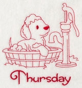 Busy Puppy on Thursday (Redwork)