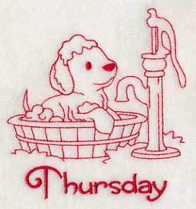 Busy Puppy on Thursday (Redwork)