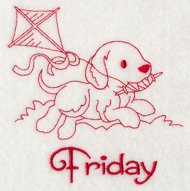 Busy Puppy on Friday (Redwork)