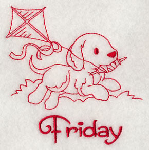 Busy Puppy on Friday (Redwork)