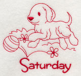 Busy Puppy on Saturday (Redwork)
