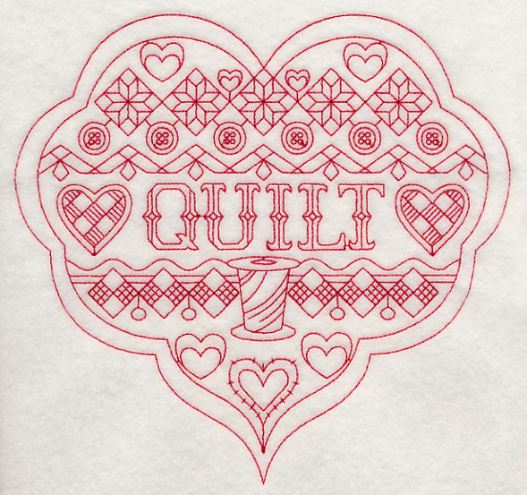 Quilt Heart (Redwork)