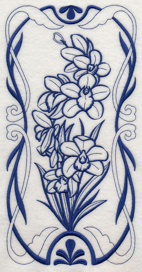 Art Nouveau Cymbidium Orchid (Bluework)