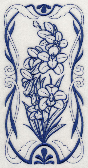 Art Nouveau Cymbidium Orchid (Bluework)