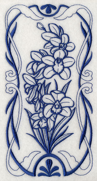 Art Nouveau Cymbidium Orchid (Bluework)