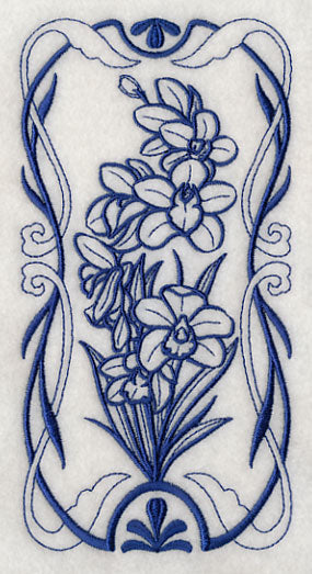 Art Nouveau Cymbidium Orchid (Bluework)