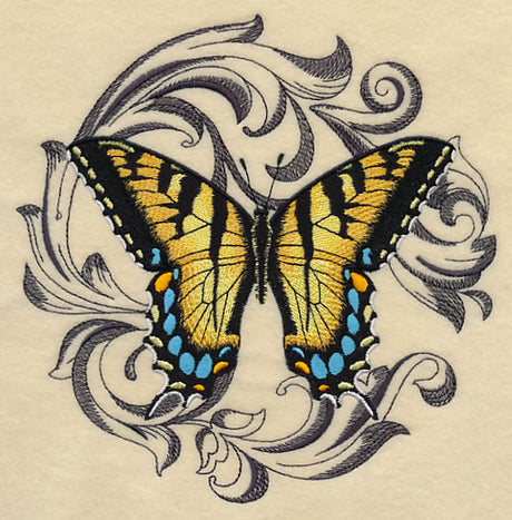 Tiger Swallowtail with Baroque Background