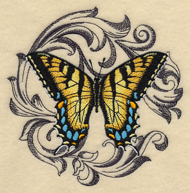 Tiger Swallowtail with Baroque Background
