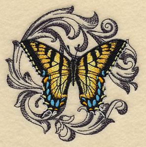 Tiger Swallowtail with Baroque Background