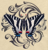 Zebra Swallowtail with Baroque Background