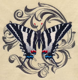 Zebra Swallowtail with Baroque Background