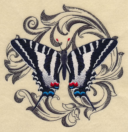 Zebra Swallowtail with Baroque Background
