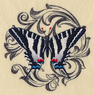 Zebra Swallowtail with Baroque Background